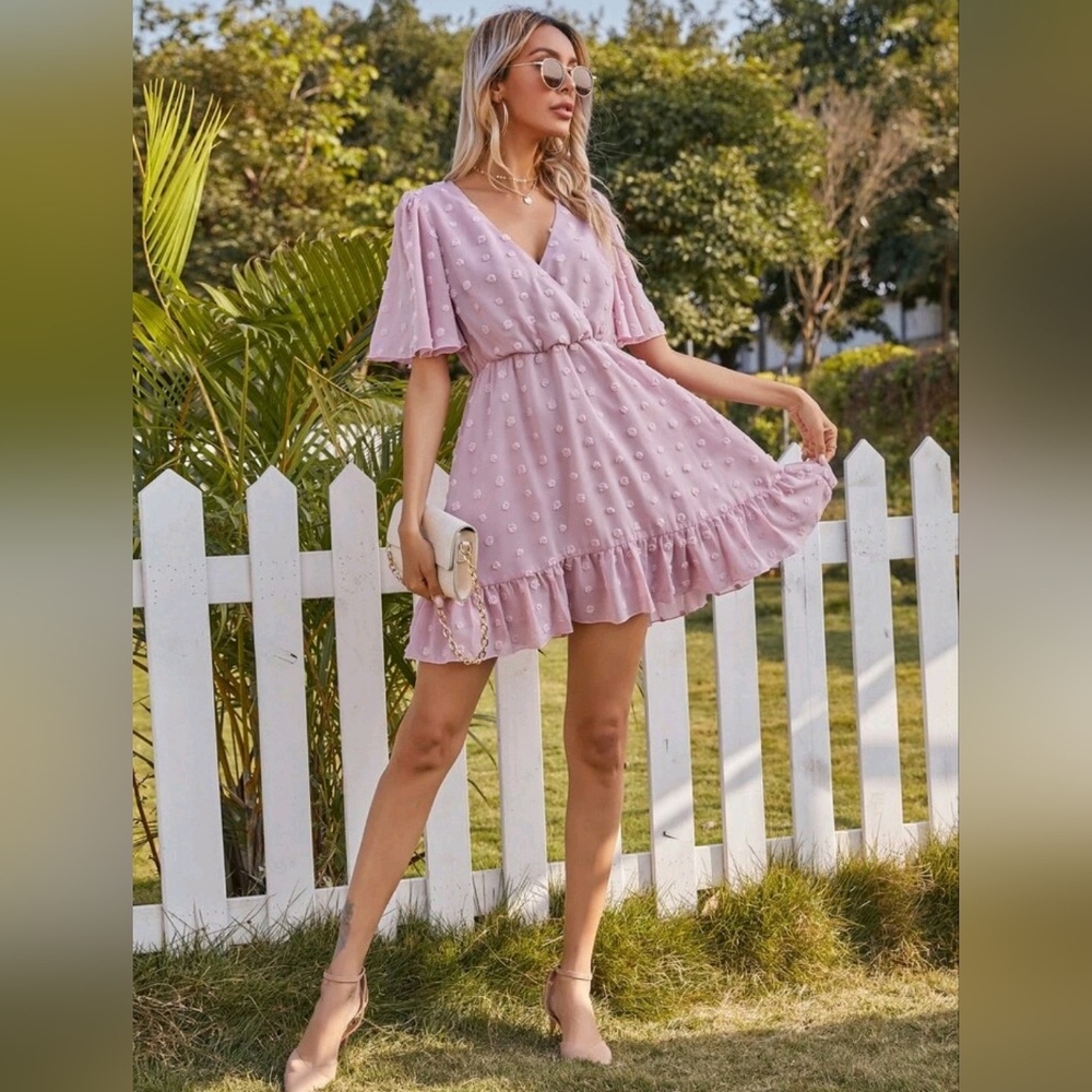 Cute mini blush dress. Perfect for a dance,  wedding or a fun sun dress